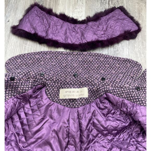 Yiteer Lisha 42 Coat Long Furr Collared Toggle Purple Jacket Womens small sizing - Picture 3 of 16